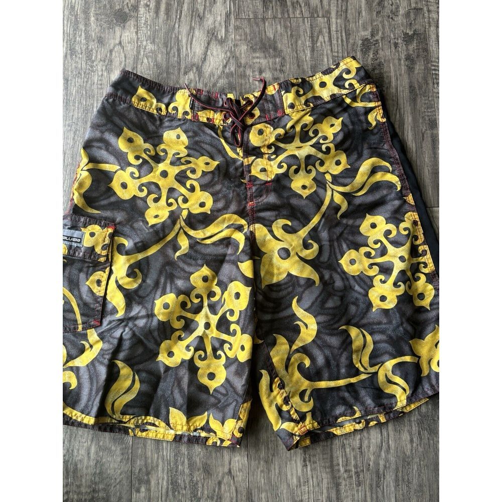 Men's QUIKSILVER Size 32‎ Yellow/Black Unlined Board Swim Skate Shorts